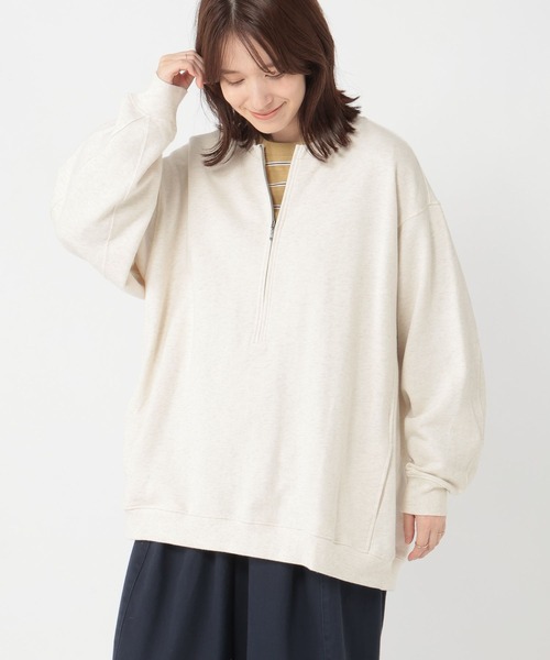 studio CLIP（スタディオクリップ）の「ハーフジップスウェットプルオーバー（スウェット・レディース・アイボリー/グレー・FREE）」の18枚目の写真