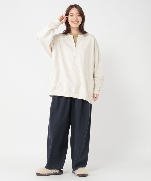 studio CLIP（スタディオクリップ）の「ハーフジップスウェットプルオーバー（スウェット・レディース・アイボリー/グレー・FREE）」の13枚目の写真