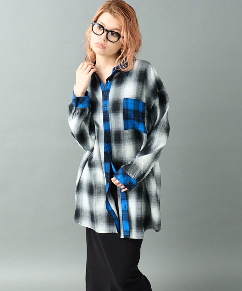 ANAP（アナップ）の「クレイジー配色 オーバーサイズ チェック シャツ（シャツ/ブラウス・レディース・ブラック/ブラウン・F）」の21枚目の写真