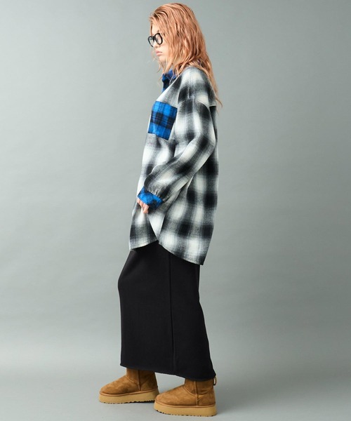 ANAP（アナップ）の「クレイジー配色 オーバーサイズ チェック シャツ（シャツ/ブラウス・レディース・ブラック/ブラウン・F）」の19枚目の写真