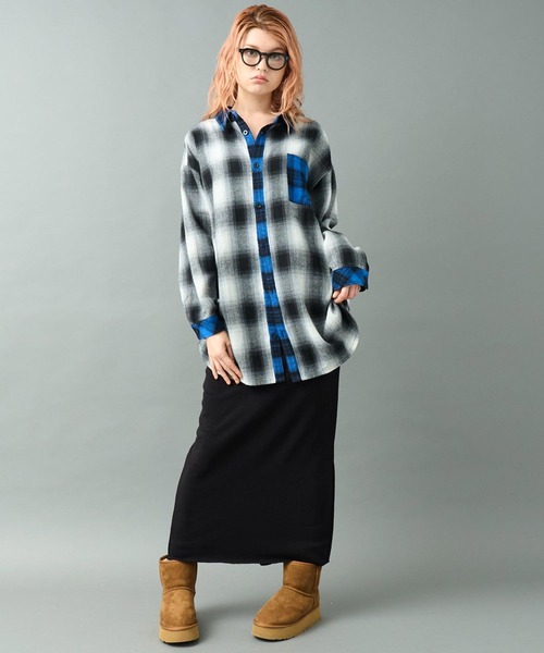 ANAP（アナップ）の「クレイジー配色 オーバーサイズ チェック シャツ（シャツ/ブラウス・レディース・ブラック/ブラウン・F）」の20枚目の写真