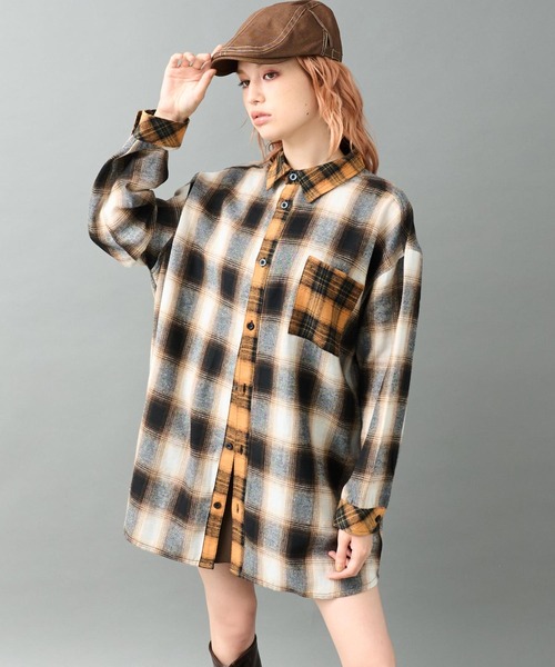 ANAP（アナップ）の「クレイジー配色 オーバーサイズ チェック シャツ（シャツ/ブラウス・レディース・ブラック/ブラウン・F）」の17枚目の写真