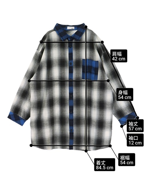 ANAP（アナップ）の「クレイジー配色 オーバーサイズ チェック シャツ（シャツ/ブラウス・レディース・ブラック/ブラウン・F）」の10枚目の写真