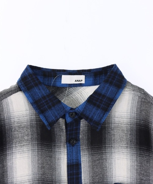 ANAP（アナップ）の「クレイジー配色 オーバーサイズ チェック シャツ（シャツ/ブラウス・レディース・ブラック/ブラウン・F）」の8枚目の写真