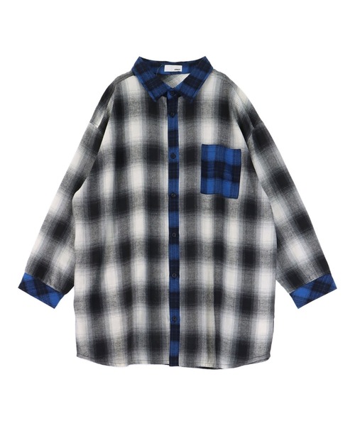 ANAP（アナップ）の「クレイジー配色 オーバーサイズ チェック シャツ（シャツ/ブラウス・レディース・ブラック/ブラウン・F）」の4枚目の写真