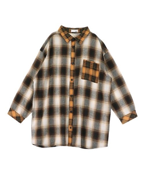 ANAP（アナップ）の「クレイジー配色 オーバーサイズ チェック シャツ（シャツ/ブラウス・レディース・ブラック/ブラウン・F）」の3枚目の写真