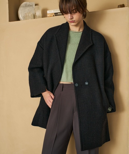 qualite(カリテ)の「ロービングオックスコート/秋服/冬服/オフィスカジュアル/Pコート/オーバーコート(チェスターコート・レディース・アイボリー/ダークブラウン・36/38)」の1枚目の写真