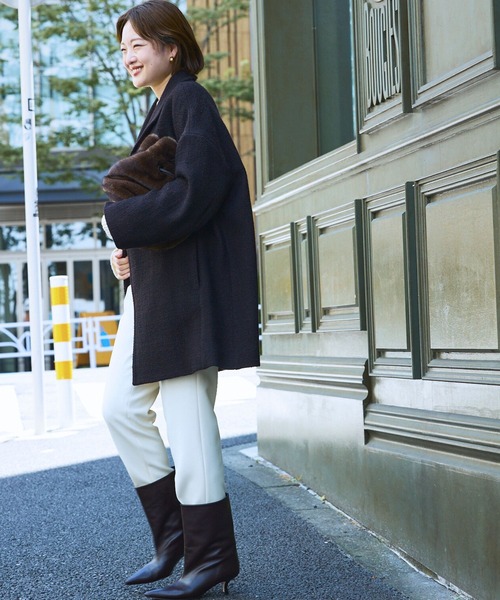 qualite(カリテ)の「ロービングオックスコート/秋服/冬服/オフィスカジュアル/Pコート/オーバーコート(チェスターコート・レディース・アイボリー/ダークブラウン・36/38)」の11枚目の写真