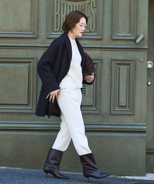 qualite(カリテ)の「ロービングオックスコート/秋服/冬服/オフィスカジュアル/Pコート/オーバーコート(チェスターコート・レディース・アイボリー/ダークブラウン・36/38)」の10枚目の写真