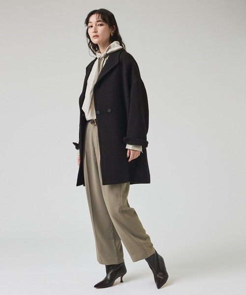 qualite(カリテ)の「ロービングオックスコート/秋服/冬服/オフィスカジュアル/Pコート/オーバーコート(チェスターコート・レディース・アイボリー/ダークブラウン・36/38)」の15枚目の写真