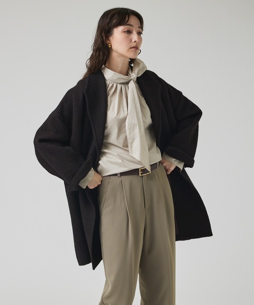 qualite(カリテ)の「ロービングオックスコート/秋服/冬服/オフィスカジュアル/Pコート/オーバーコート(チェスターコート・レディース・アイボリー/ダークブラウン・36/38)」の16枚目の写真