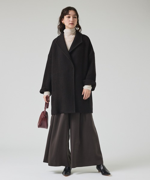 qualite(カリテ)の「ロービングオックスコート/秋服/冬服/オフィスカジュアル/Pコート/オーバーコート(チェスターコート・レディース・アイボリー/ダークブラウン・36/38)」の17枚目の写真
