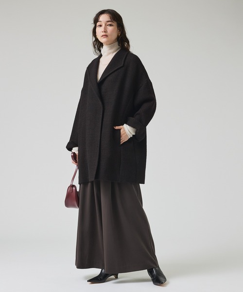 qualite(カリテ)の「ロービングオックスコート/秋服/冬服/オフィスカジュアル/Pコート/オーバーコート(チェスターコート・レディース・アイボリー/ダークブラウン・36/38)」の18枚目の写真
