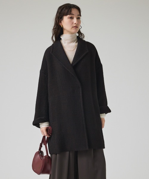 qualite(カリテ)の「ロービングオックスコート/秋服/冬服/オフィスカジュアル/Pコート/オーバーコート(チェスターコート・レディース・アイボリー/ダークブラウン・36/38)」の19枚目の写真