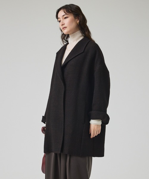 qualite(カリテ)の「ロービングオックスコート/秋服/冬服/オフィスカジュアル/Pコート/オーバーコート(チェスターコート・レディース・アイボリー/ダークブラウン・36/38)」の20枚目の写真