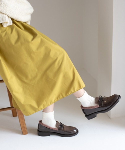 JELLY BEANS（ジェリービーンズ）の「マテリアルコンビインナーファーローファー(204-56100)JELLY BEANS(ジェリービーンズ)（ローファー・レディース・ベージュ/ブラック系その他/ブラウン・L/M/S）」の8枚目の写真