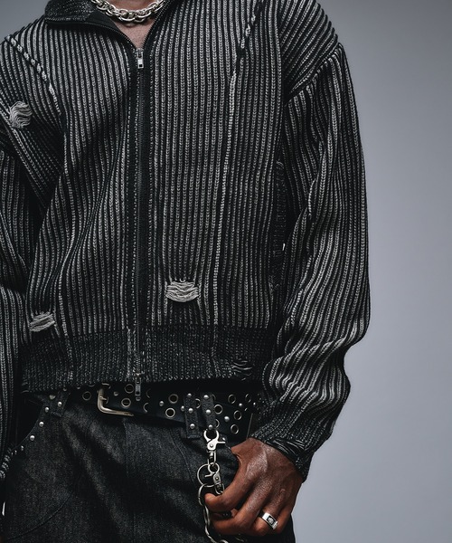 ANDER HUNK(アンダーハンク)の「Dameged Plating Drivers Knit /ダメージプレーティングドライバーズニット(ニット/セーター・メンズ・ブラック/グレー・MEDIUM/SMALL/LARGE)」の6枚目の写真