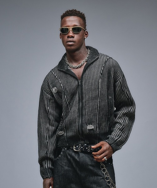 ANDER HUNK(アンダーハンク)の「Dameged Plating Drivers Knit /ダメージプレーティングドライバーズニット(ニット/セーター・メンズ・ブラック/グレー・MEDIUM/SMALL/LARGE)」の16枚目の写真