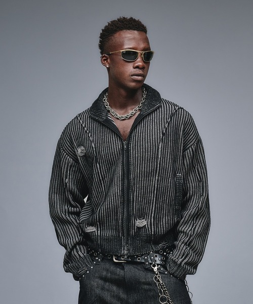 ANDER HUNK(アンダーハンク)の「Dameged Plating Drivers Knit /ダメージプレーティングドライバーズニット(ニット/セーター・メンズ・ブラック/グレー・MEDIUM/SMALL/LARGE)」の12枚目の写真
