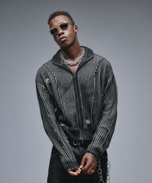 ANDER HUNK(アンダーハンク)の「Dameged Plating Drivers Knit /ダメージプレーティングドライバーズニット(ニット/セーター・メンズ・ブラック/グレー・MEDIUM/SMALL/LARGE)」の10枚目の写真