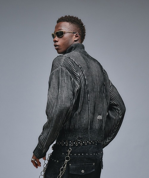 ANDER HUNK(アンダーハンク)の「Dameged Plating Drivers Knit /ダメージプレーティングドライバーズニット(ニット/セーター・メンズ・ブラック/グレー・MEDIUM/SMALL/LARGE)」の13枚目の写真