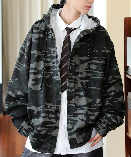 neos】デニム シャツ パーカー メンズ レディース ルーズシルエット