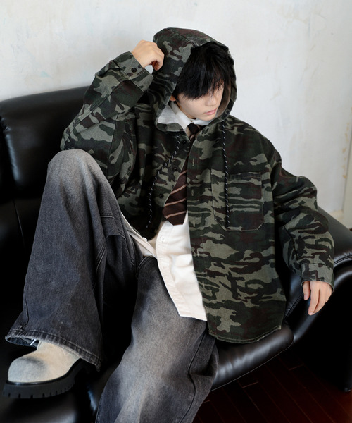 neos】デニム シャツ パーカー メンズ レディース ルーズシルエット