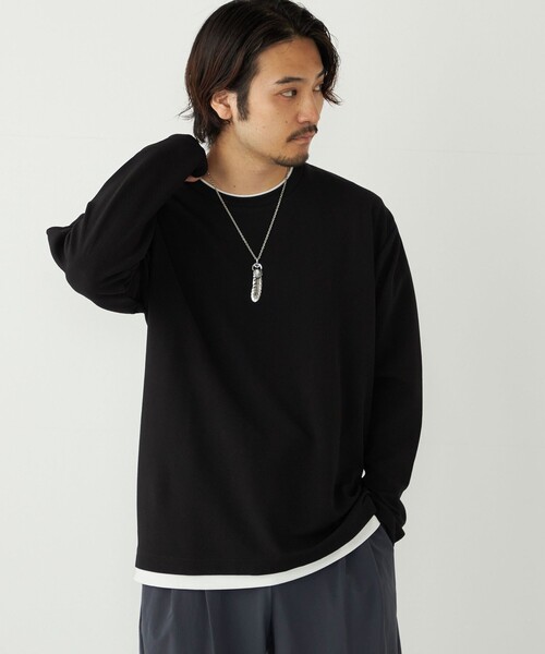 SHIPS Colors:フクレ ジャカード フェイクレイヤード ロンT