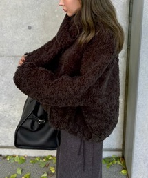 LAULEN（ローレン）の「boa muffler zip up blouson /ノーカラーボアマフラー付きジップアップブルゾン（ブルゾン）」