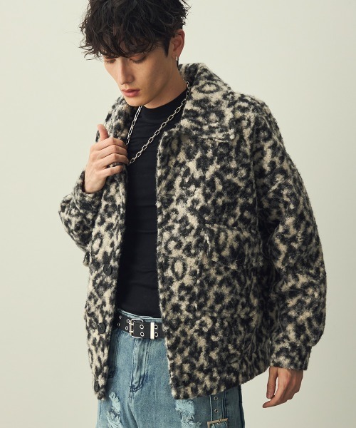 SHELLAC×semantic design シャドーレオパードブルゾン セール】Leopard Pattern Short Jacket / レオパードショート
