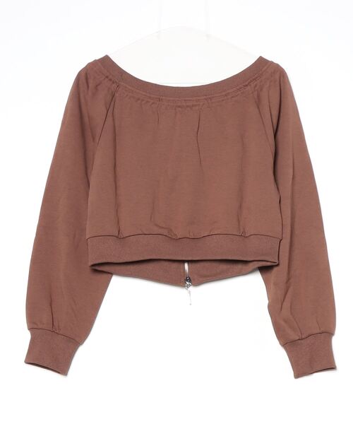 .KOM(ドットコム)の「A'GEM/9 × .kom 『.KOM/ドットケーオーエム』Off-Shoulder Printed Sweatshirt/Y2Kオフショルダープリントスウェットシャツ(スウェット・レディース・グレー/ブラウン・S)」の19枚目の写真