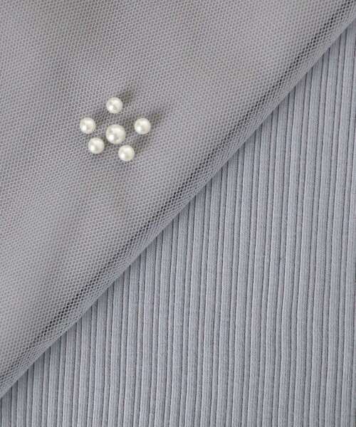 MAJESTIC LEGON（マジェスティックレゴン）の「パールチュールスリーブ長袖トップス（Tシャツ/カットソー・レディース・ラベンダー/ブルー/チャコールグレー/アイボリー/ブラック・MEDIUM）」の12枚目の写真