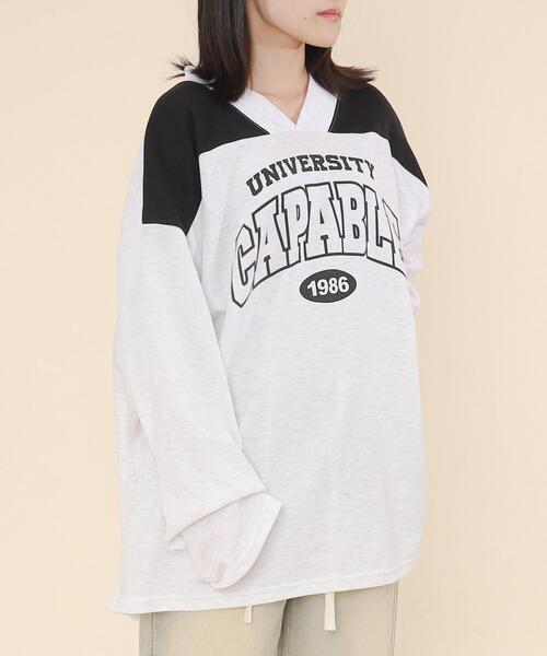 WOND（ウォンド）の「WOND/バイカラースポーツスウェット（スウェット・レディース・ブラック/ライトグレー・FREE）」の12枚目の写真