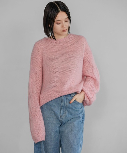 A part by（アパートバイ）の「モヘアケーブルニットプルオーバー