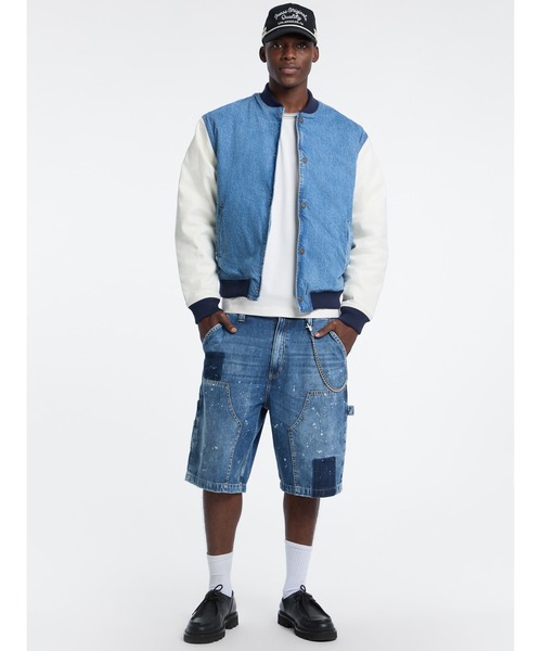 GUESS JEANS(ゲスジーンズ)の「GUESS JEANS Denim Letterman Jacket ジャケット スタジャン(スタジャン・メンズ・インディゴブルー・SMALL/LARGE/X-LARGE)」の3枚目の写真