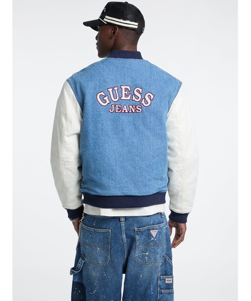 セール】GUESS JEANS Denim Letterman Jacket ジャケット スタジャン