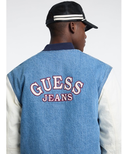 GUESS JEANS(ゲスジーンズ)の「GUESS JEANS Denim Letterman Jacket ジャケット スタジャン(スタジャン・メンズ・インディゴブルー・SMALL/LARGE/X-LARGE)」の5枚目の写真