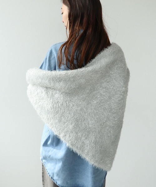 セール】ラメモヘアフェザー三角ストール（ストール/ショール