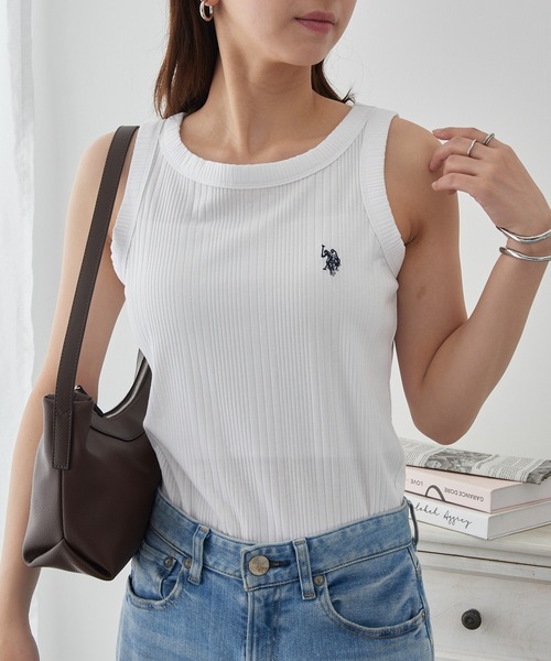 U.S. POLO ASSN.(ユーエスポロアッスン)の「【U.S. POLO ASSN.】ワンポイント刺繍 ベーシックリブタンク(タンクトップ・レディース・ネイビー/オフホワイト/ブラック・M/L)」の6枚目の写真