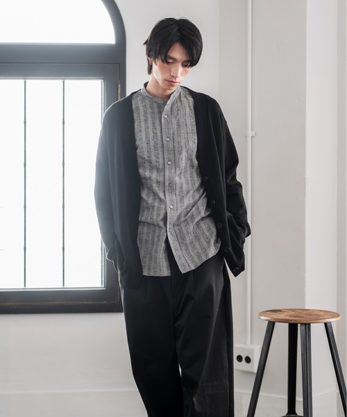 ★美品★ザロウ カーディガン 変形 XS ブラック 黒 通年 オールシーズン セール】【kuros'オリジナル】裏毛Vネックカーディガン（カーディガン