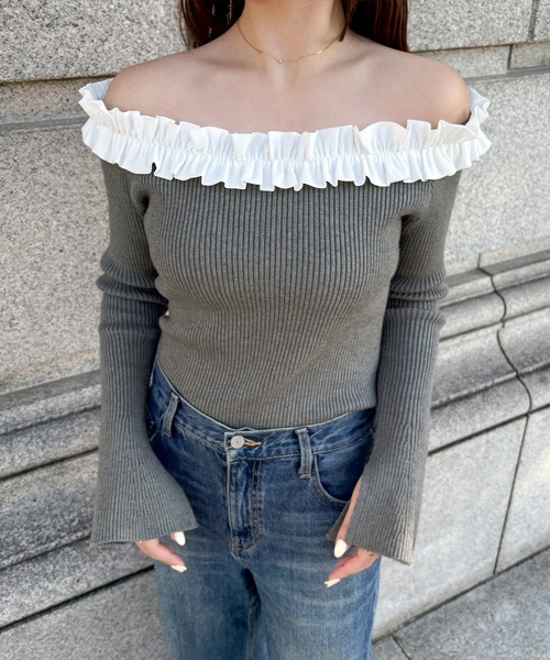 セール】フリルニットトップス（ニット/セーター）｜JUNOAH（ジュノア