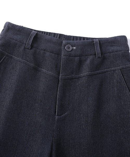 HANDO（ハンド）の「[高身長サイズMT/低身長サイズS有り]ハイウエストワイドデニムパンツ オフィスカジュアル きれいめカジュアル レディース韓国（デニムパンツ・レディース・ネイビー・S/L/XXL/M/XL）」の2枚目の写真