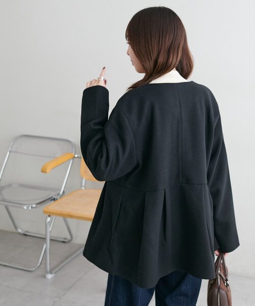 レディに仕上がる】中空糸ペプラムノーカラージャケット（その他