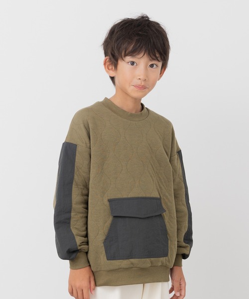 JAM & LINK（ジャムアンドリンク）の「ニットキルトトレーナー（スウェット・キッズ・オートミール/ブラウン/カーキ・100cm/110cm/120cm/130cm/140cm/150cm/160cm）」の3枚目の写真