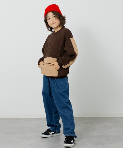 JAM & LINK（ジャムアンドリンク）の「ニットキルトトレーナー（スウェット・キッズ・オートミール/ブラウン/カーキ・100cm/110cm/120cm/130cm/140cm/150cm/160cm）」の16枚目の写真