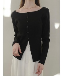 amel（エイメル）の「ボートネックカーディガントップ / ブラック（カーディガン/ボレロ）」