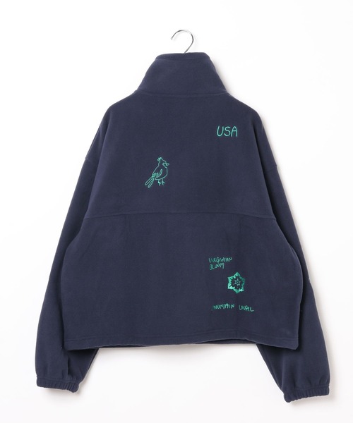 フランシュリッペFL5クマ刺繍ジップアップブルゾン青 フランシュリッペ