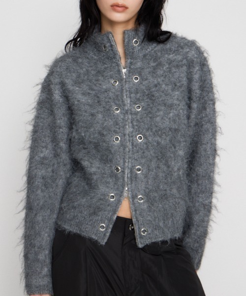 ZIP SIDE EYELET ニット