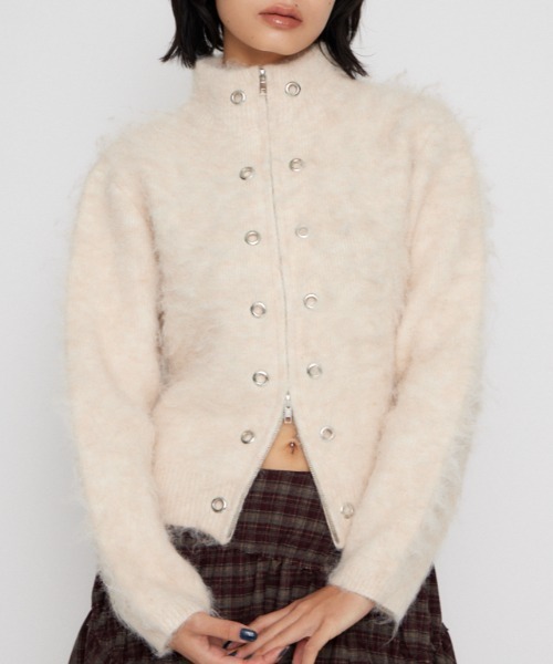 ZIP SIDE EYELET ニット