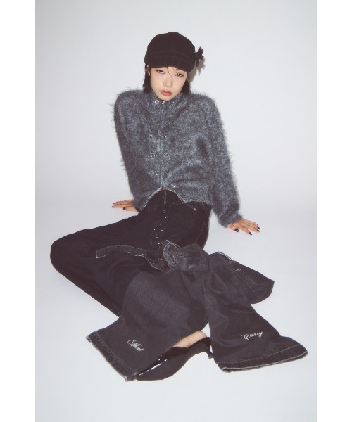 ZIP SIDE EYELET ニット